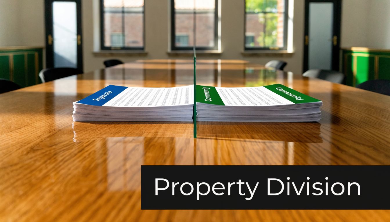 A conceptual image showing two stacks of paper on a table separated by a vertical glass divider.