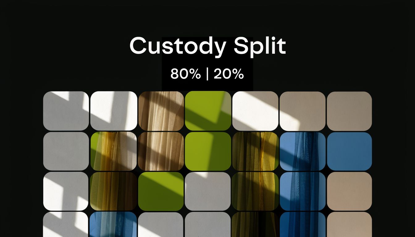 A graphic visualization of an 80/20 custody split with a grid of stylized color squares.
