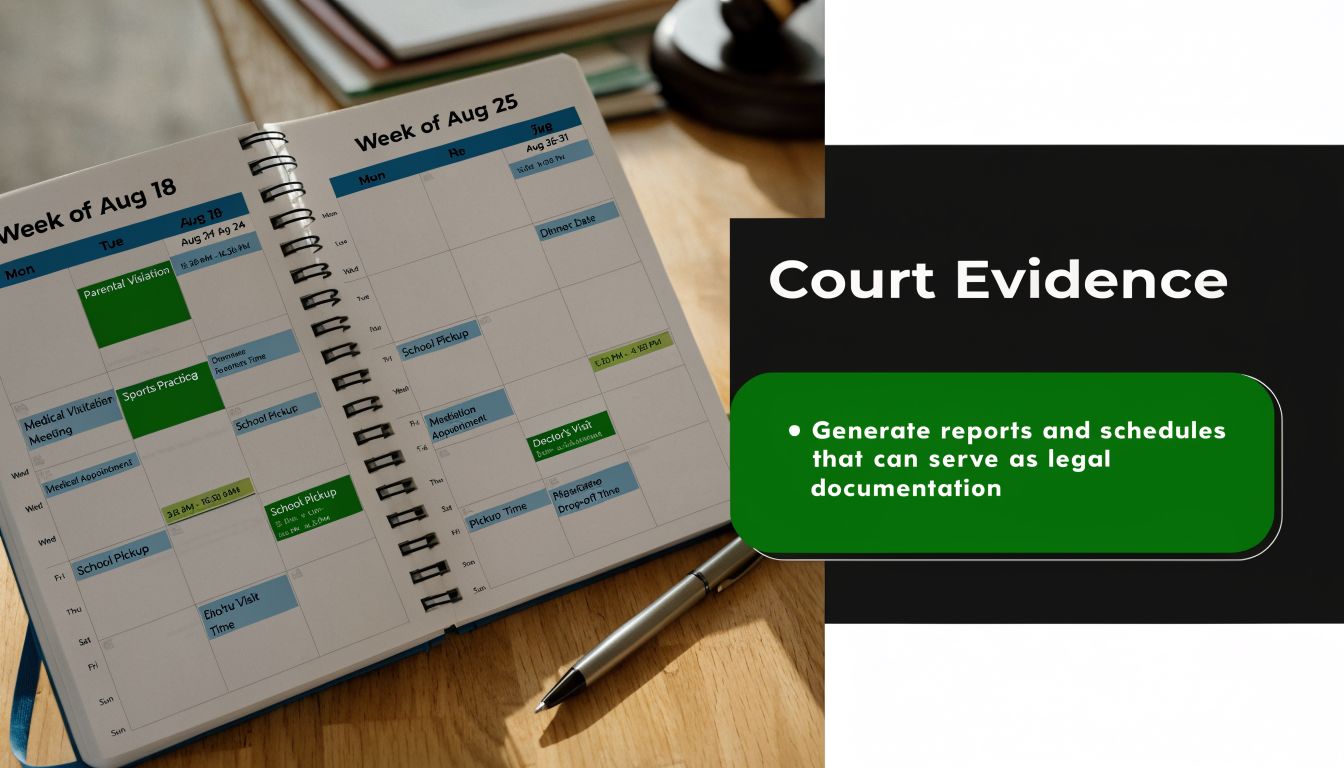 A weekly calendar planner showing scheduled appointments and activities for use as court evidence in legal documentation.