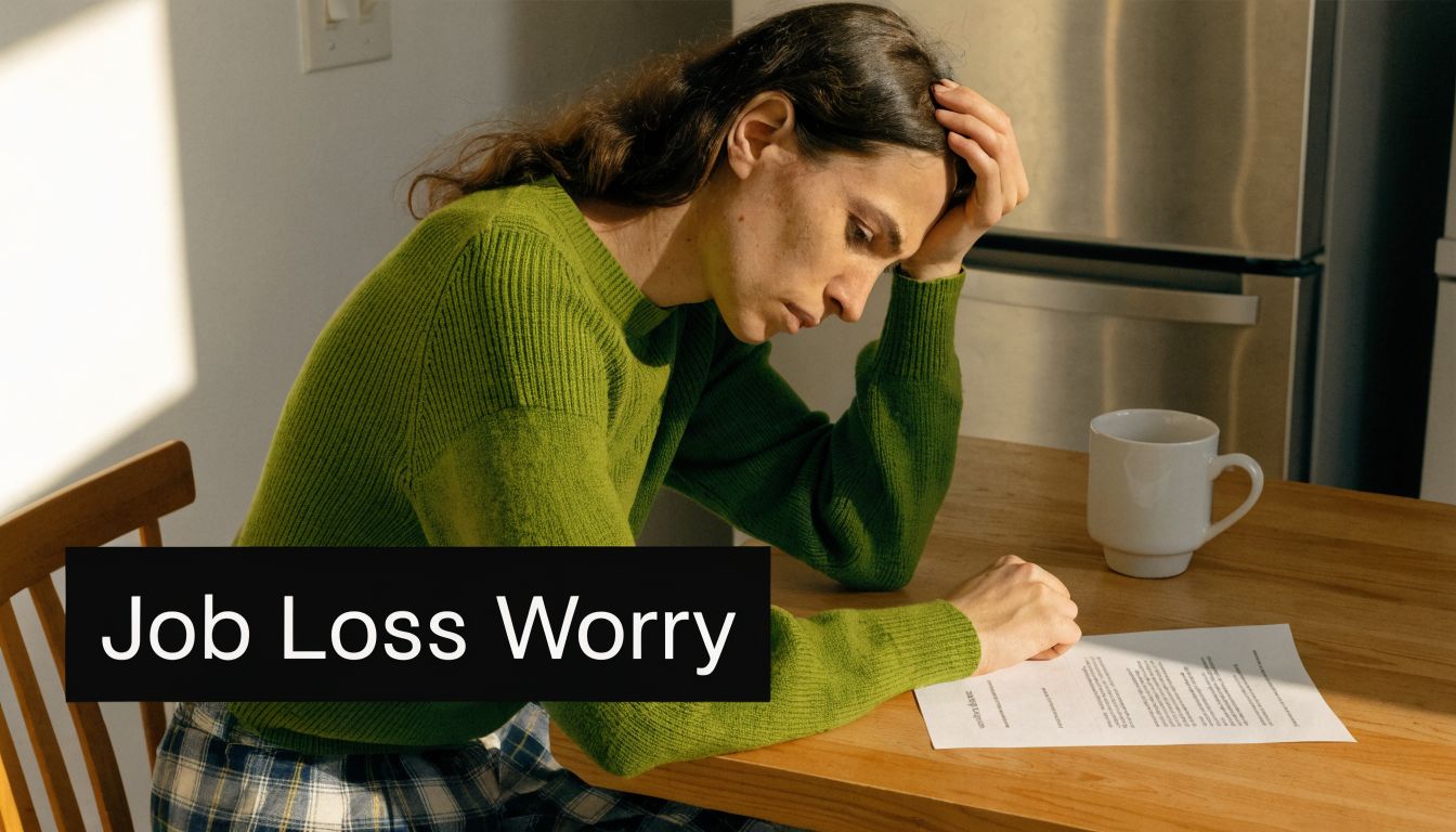 A person sitting at a table looking stressed and worried while holding a formal document.