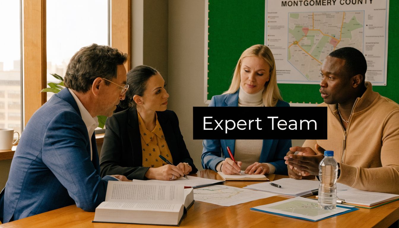 A diverse group of legal and professional experts collaborating on a case at a boardroom table.